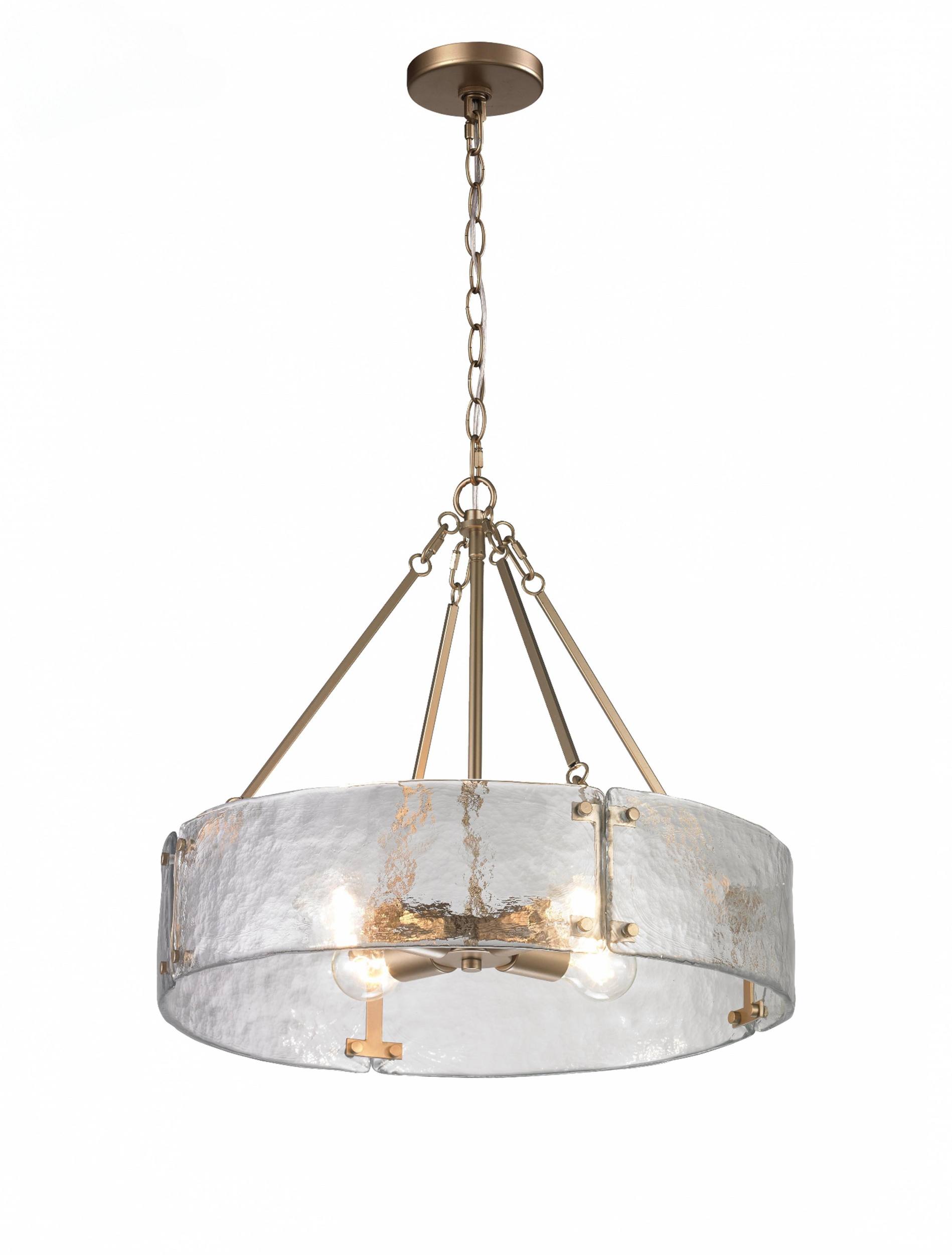 ह्यामरेड ग्लास ड्रम ब्रास झूमर